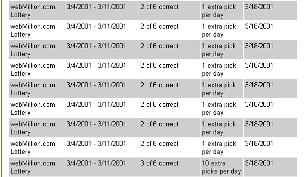 webMillion 220 plays winnings
